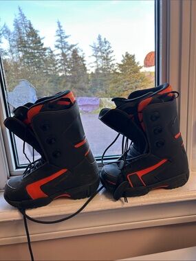 Head Black Snowboard Boots with Orange Trim